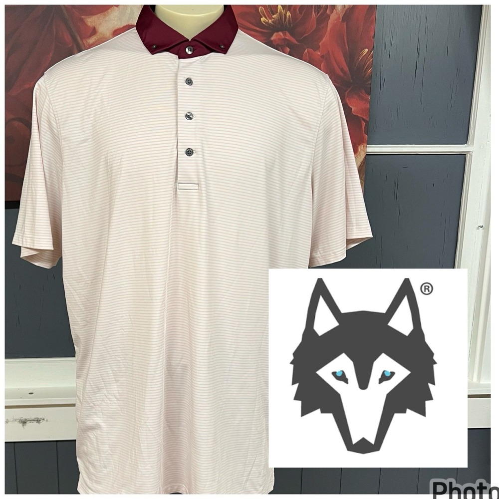 Greyson Polo Golf Shirt Mens XXL Loose Fit Pink/Off White